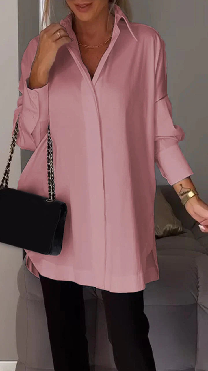 Tessa - Lapel Slit Shirt