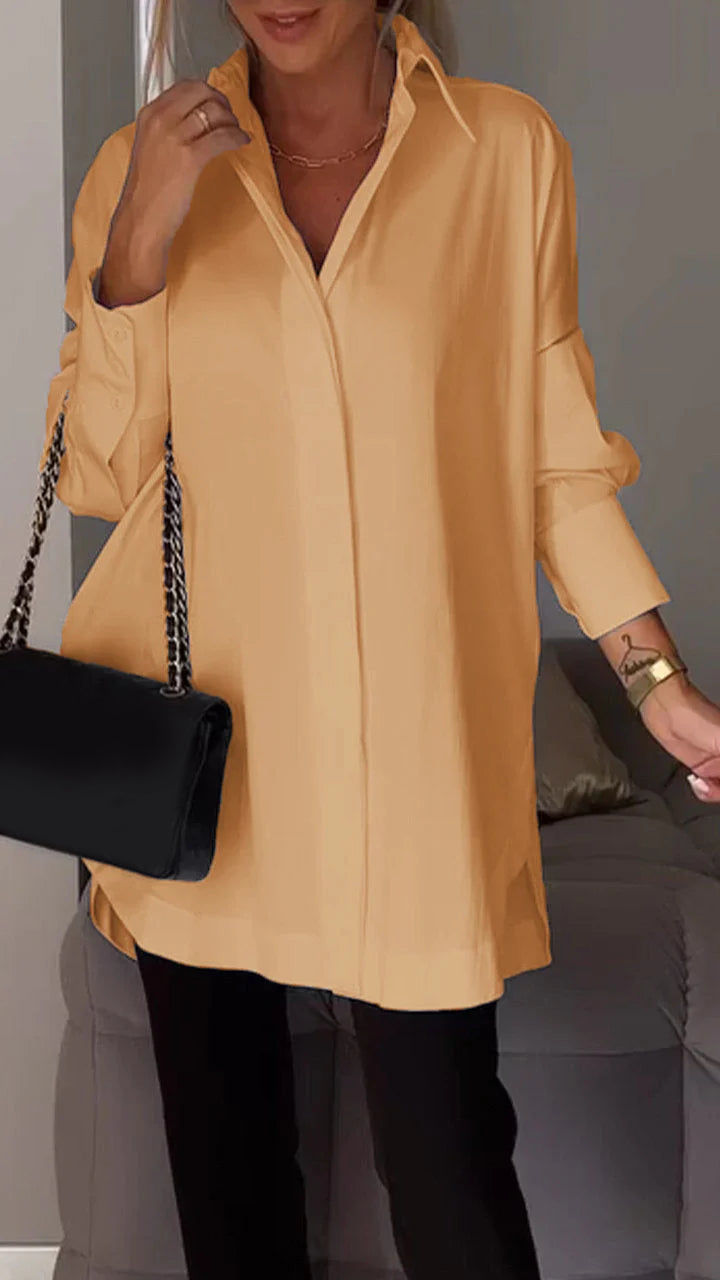 Tessa - Lapel Slit Shirt