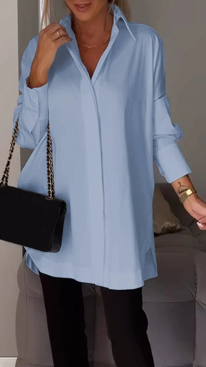 Tessa - Lapel Slit Shirt