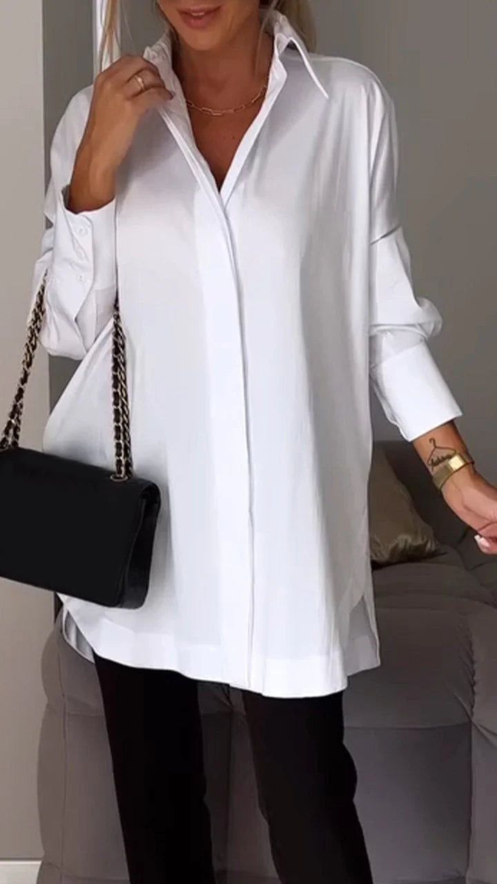 Tessa - Lapel Slit Shirt