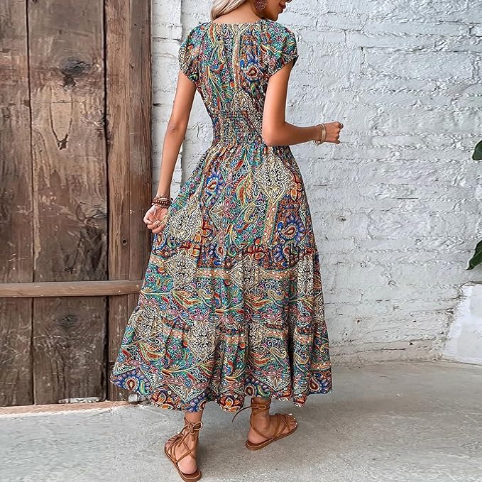 Willow - Paisley Style V-Neck Dress