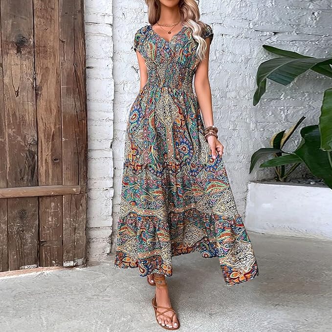 Willow - Paisley Style V-Neck Dress