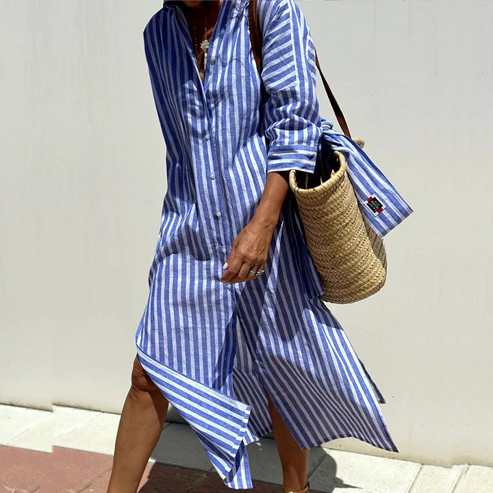 Gemma™ Elegant Striped Shirt Dress