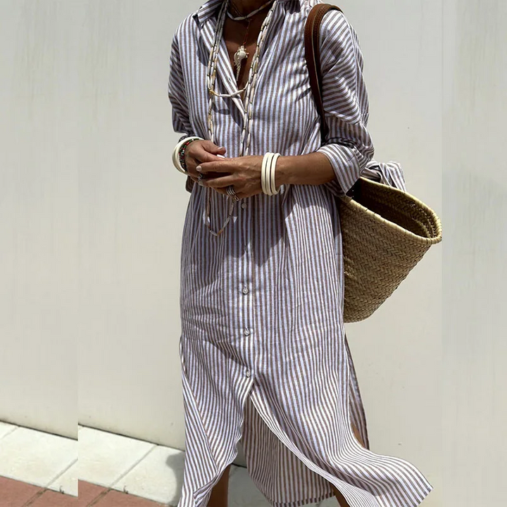 Gemma™ Elegant Striped Shirt Dress